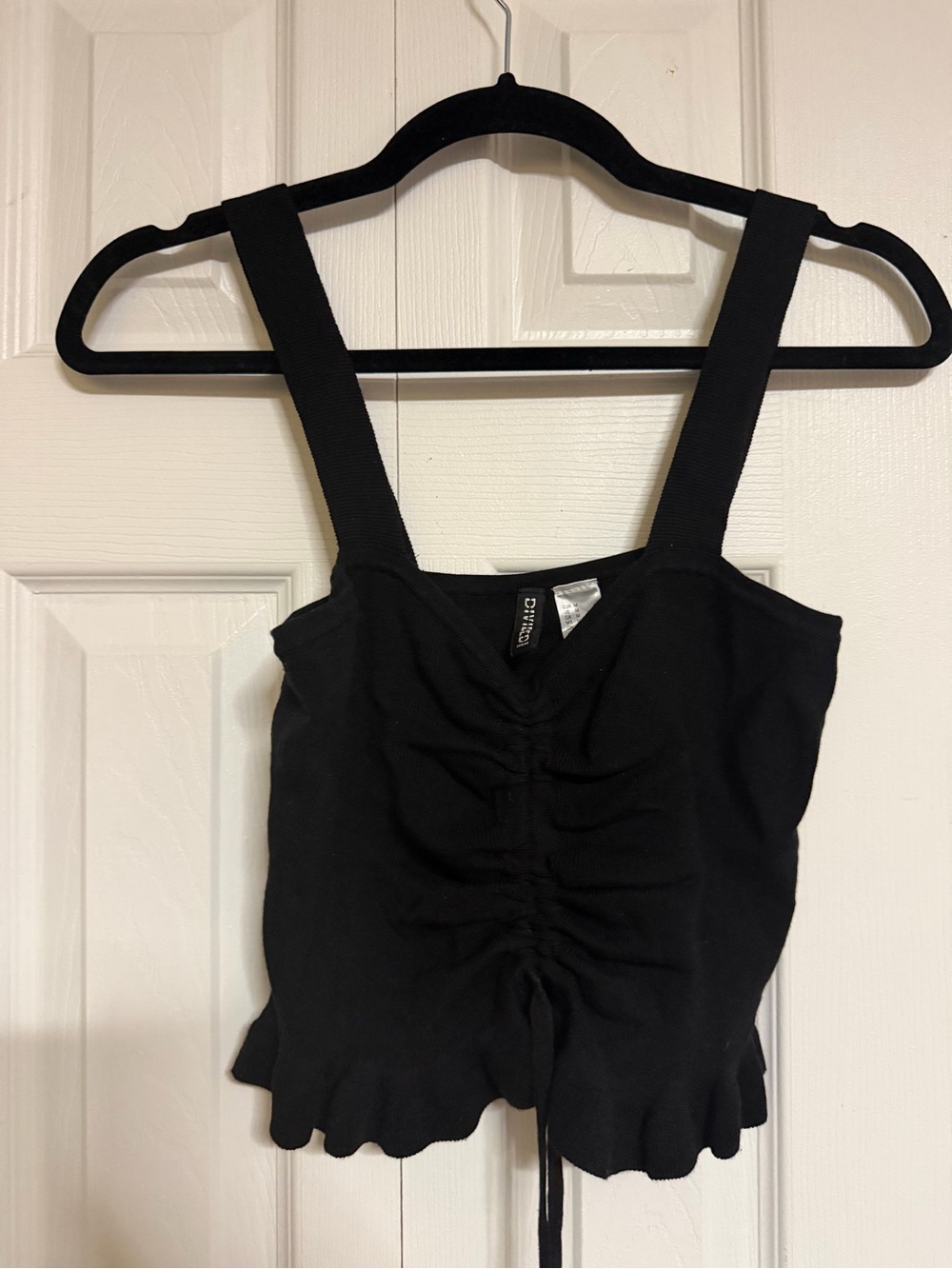 H&M Black Ruched Front Crop Top with Wide Straps